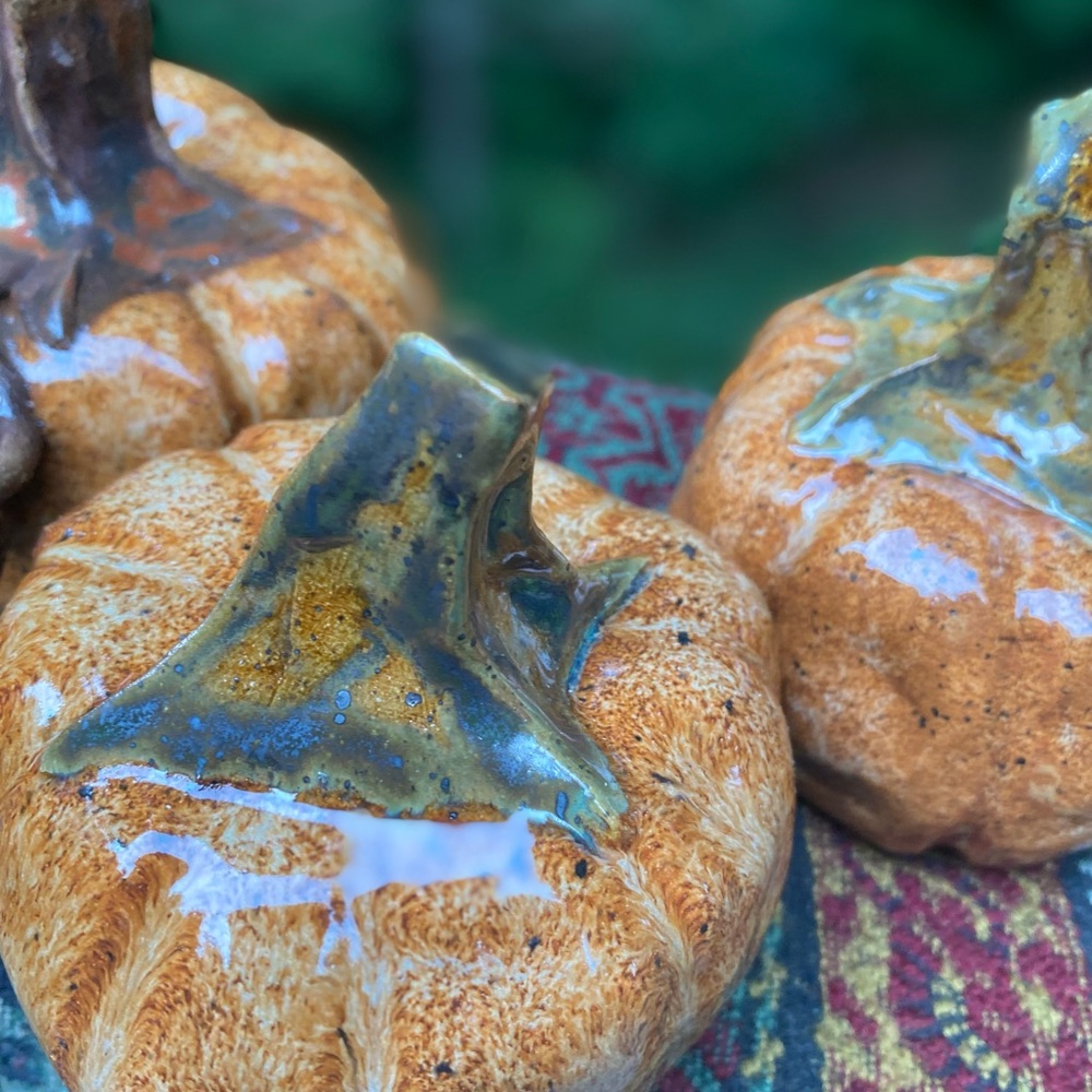 AMBER PUMPKINS pottery handmade Halloween Autumn Thanksgiving Decor Holi… - Picture 8 of 8